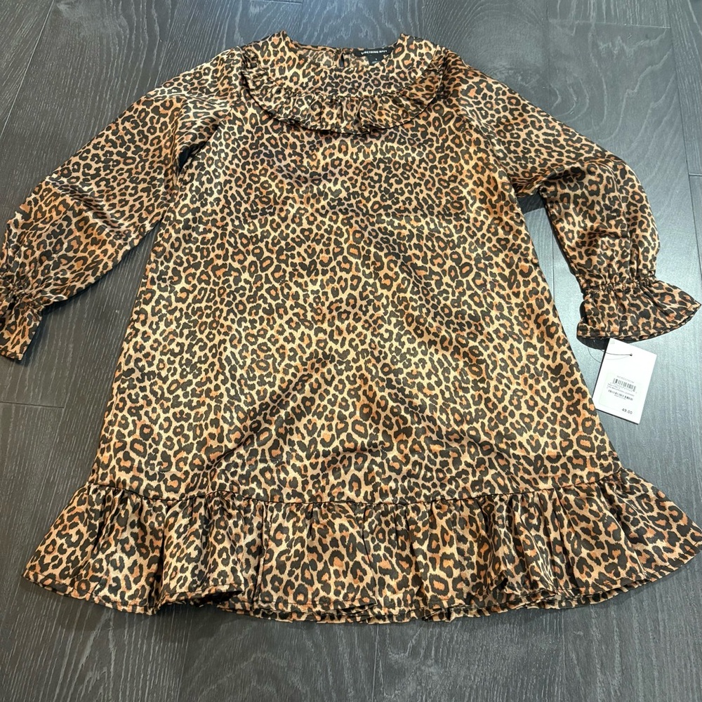 Girls Leopard Print Dress, Size 7, Something Navy Brand, NWT